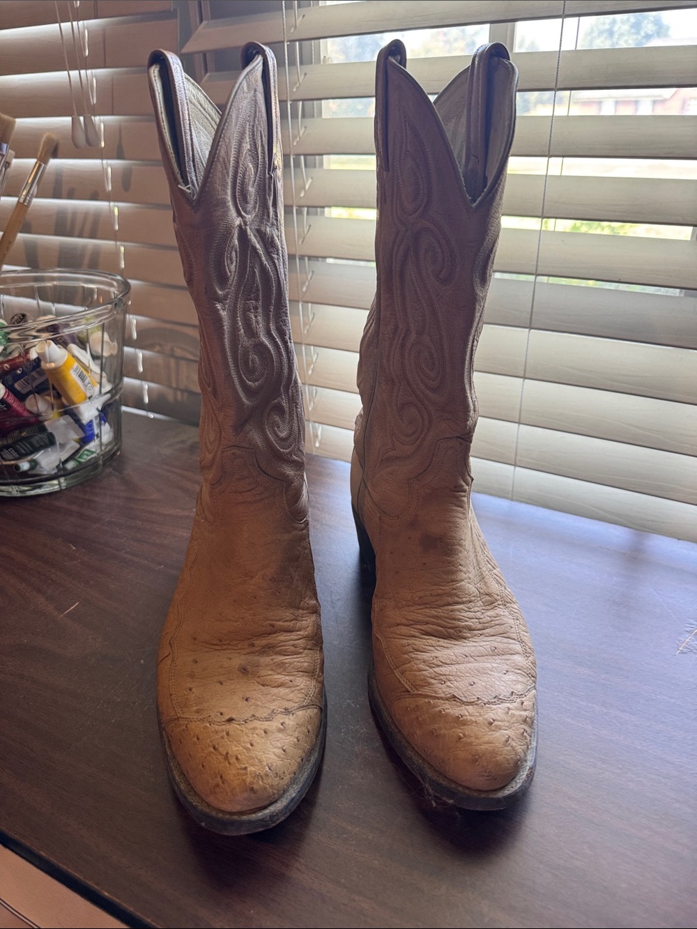 Men's Tan Leather Western Cowboy Boots